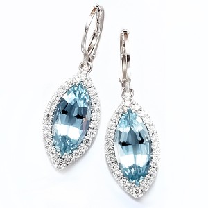 18k Aquamarine Diamond Drop Earrings
